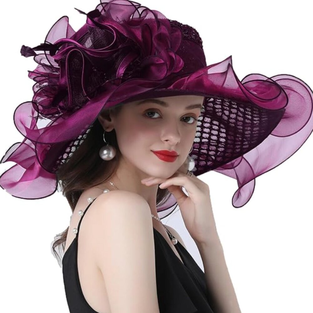 Kentucky Derby Church Dress Hat for Women Pink Fuchsia Line